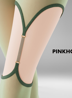 PINKHOT醉玲珑系列 白色钻链不对称镂空5D绿丝袜 40007191