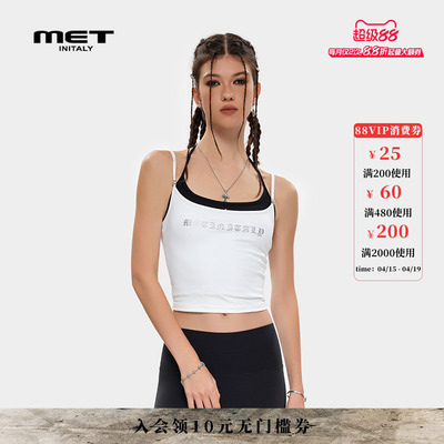 METinitaly麦特性感印花美式街头风辣妹装吊带早春新款上衣女