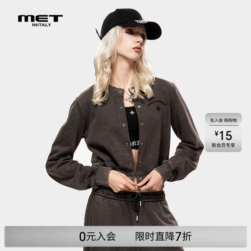 MET initaly麦特美式复古夹克女早春新款休闲百搭棒球外套