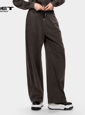 MET initaly麦特美式复古休闲裤女秋季新款休闲百搭阔腿长裤