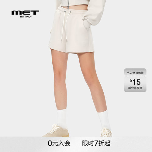 MET initaly松紧高腰抽绳休闲裤夏季新款潮牌街头短裤女
