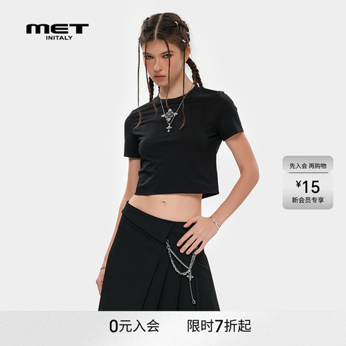 MET initaly十字花潮牌百搭上衣女夏季新款街头短袖T恤