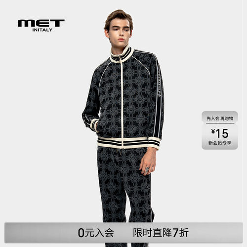 MET initaly麦特美式复古休闲立领卫衣男早春新款百搭上衣