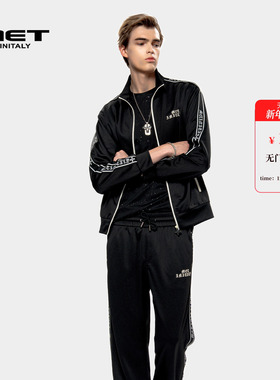 MET initaly美式复古休闲立领卫衣男女秋季新款百搭外套上衣