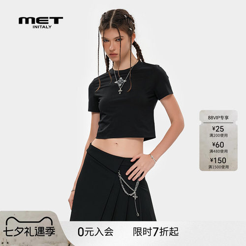 MET initaly十字花潮牌百搭上衣女夏季新款街头短袖T恤