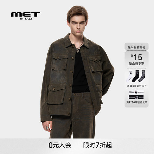 MET initaly麦特美式复古休闲牛仔外套男早春新款百搭外套上衣