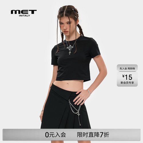 MET initaly十字花潮牌百搭上衣女夏季新款街头短袖T恤