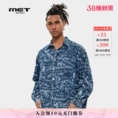 新款 街头风字母印花牛仔外套男夏季 上衣 initaly麦特美式 MET