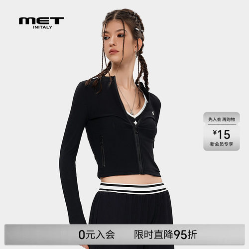 MET initaly麦特拉链设计潮牌百搭短外套女夏季新款休闲上衣