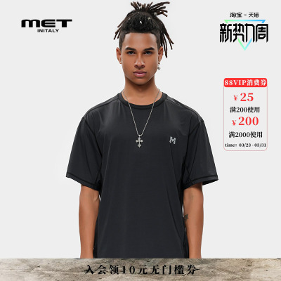 MET initaly麦特夏季新款经典黑色休闲百搭短袖T恤美式街头上衣