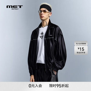 MET initaly早春简约运动风黑色立领夹克男潮流拉链外套高级感