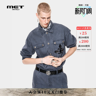 MET initaly早春水洗牛仔外套休闲宽松刺绣徽标夹克潮流百搭上衣