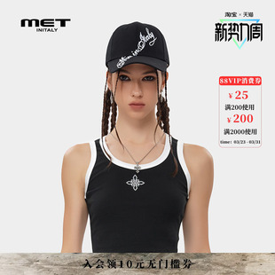 休闲无袖 新款 T恤 initaly麦特拼接撞色潮牌百搭背心女夏季 MET