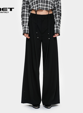 MET initaly麦特夏季新款高腰显瘦百搭休闲裤子女街头风长裤