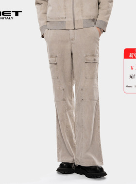 MET initaly工装风多口袋宽松牛仔裤男冬季新款休闲裤潮流裤子