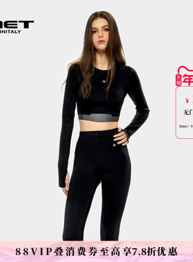 MET initaly麦特美式复古长袖T恤女秋季新款休闲百搭上衣绒衫