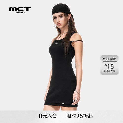 MET initaly春夏新款美式修身吊带连衣裙女收腰针织短裙气质百搭