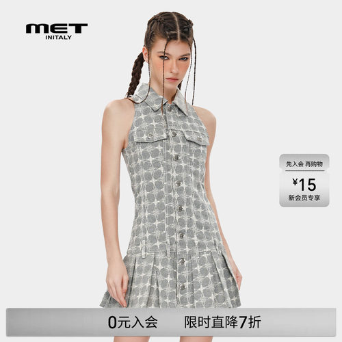 MET initaly麦特美式基础格纹潮牌连衣裙女夏季新款显瘦裙子