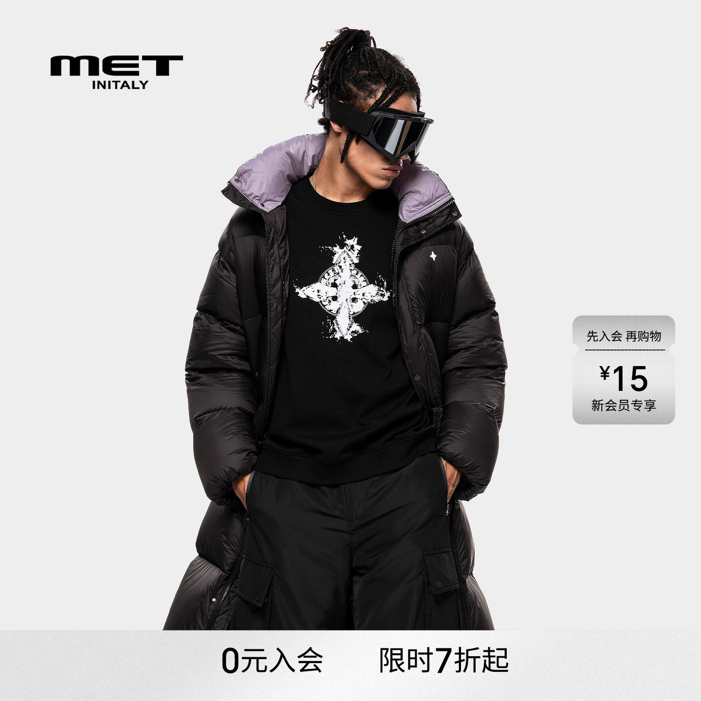 MET initaly美式复古连帽羽绒服男女中长款休闲百搭外套冬季新款