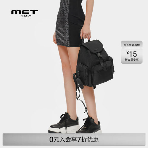 MET initaly麦特夏季新款个性黑色厚底休闲女鞋透气百搭板鞋