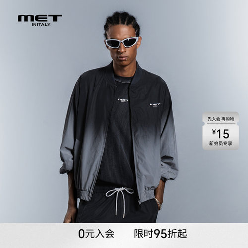 MET initaly美式复古风渐变夹克男女同款宽松百搭休闲短外套