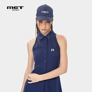 MET initaly麦特美式街头风无袖翻领背心连衣裙夏季新款短裙子