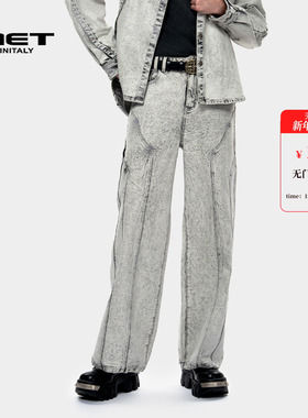 MET initaly麦特美式复古休闲牛仔裤男女秋季新款休闲百搭长裤