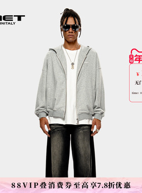 MET initaly麦特美式复古卫衣男女秋季新款休闲百搭连帽上衣
