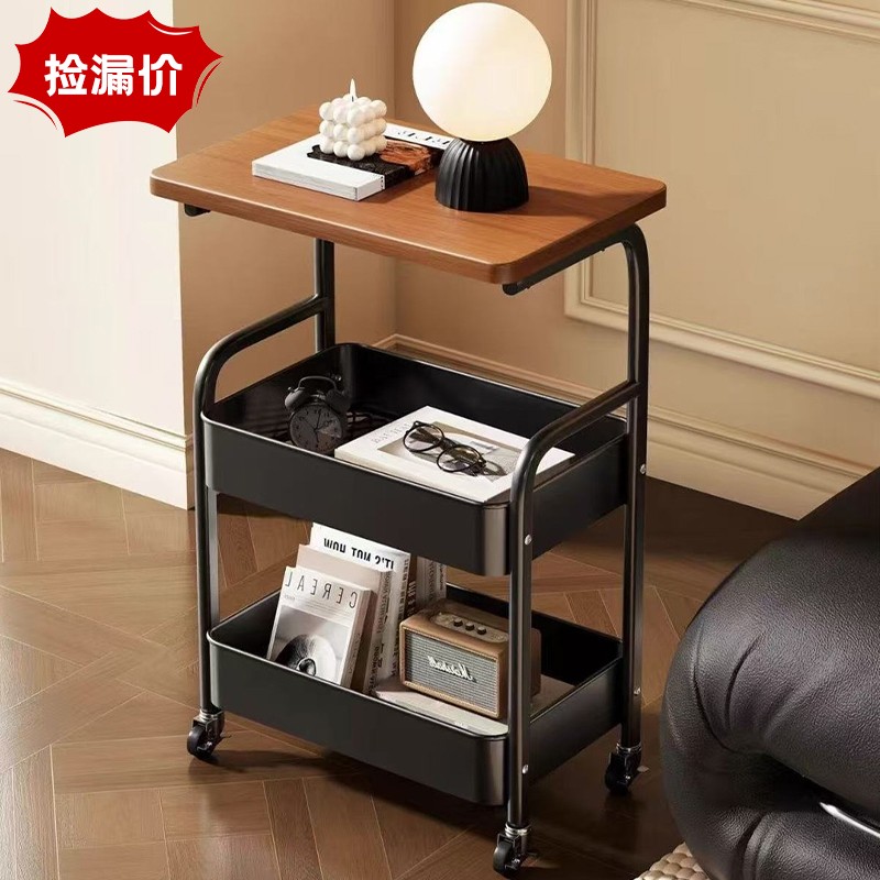 锦绣百年置物架小推车复古茶边几桌边卧室床头柜置物架多层收纳架