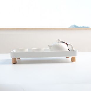 北欧Wooden foot tray木脚托盘长方形家用水杯磨砂收纳盘香水茶盘