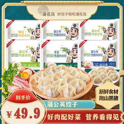 蒲花岛北京展会福利槐花鸡蛋蒲公英荠菜黑猪肉饺子新鲜速冻水饺