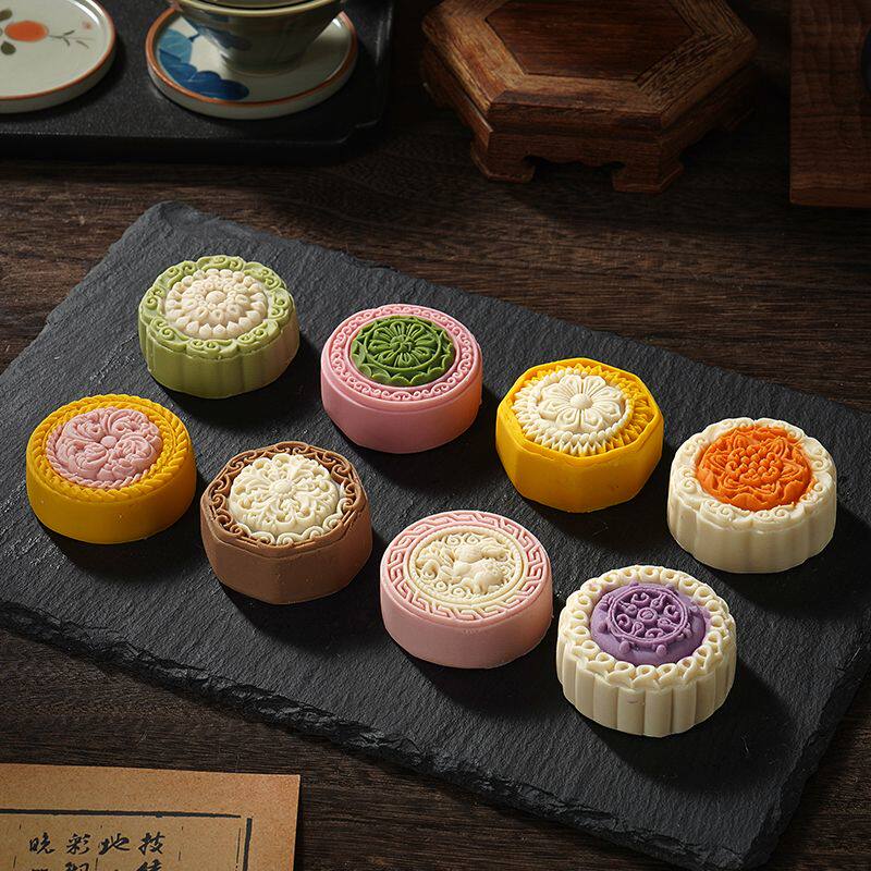 中秋月饼国潮风茶味月饼大红袍龙井观音普洱陈皮毛尖白茶套色