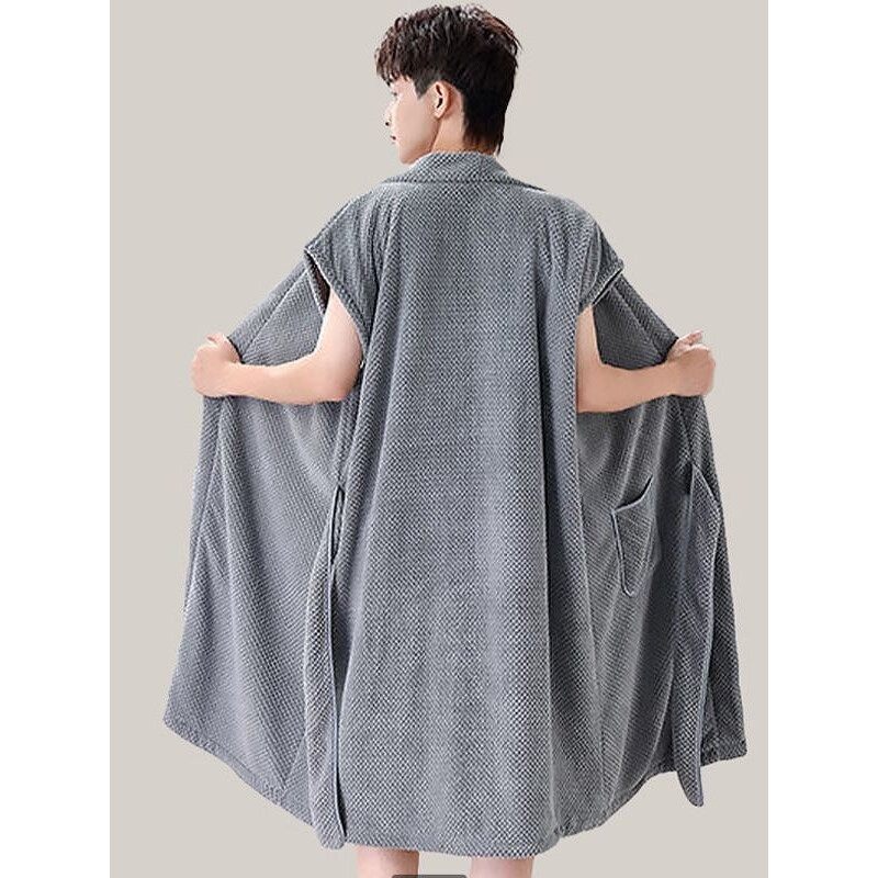 浴巾男款裹巾可穿式浴衣睡袍加大男士专用洗澡游泳青年浴袍2024夏