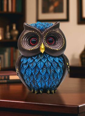 新款北欧风复古小猫头鹰摆件家居轻奢欧式高档客厅玄关书桌装饰品