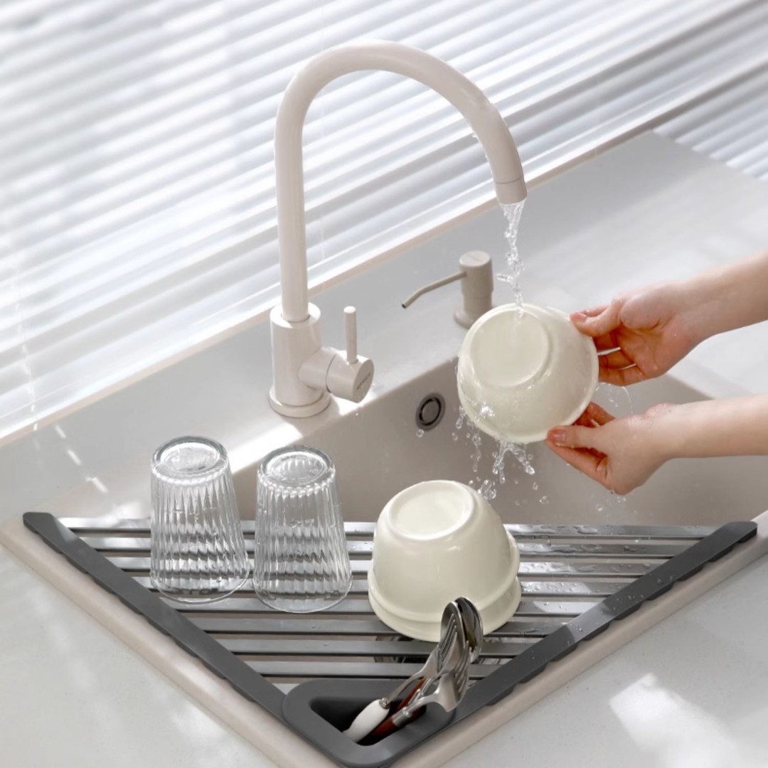 家之物语轻便式折叠三角形水槽置物架沥水架碗筷架海绵滤水架卷帘