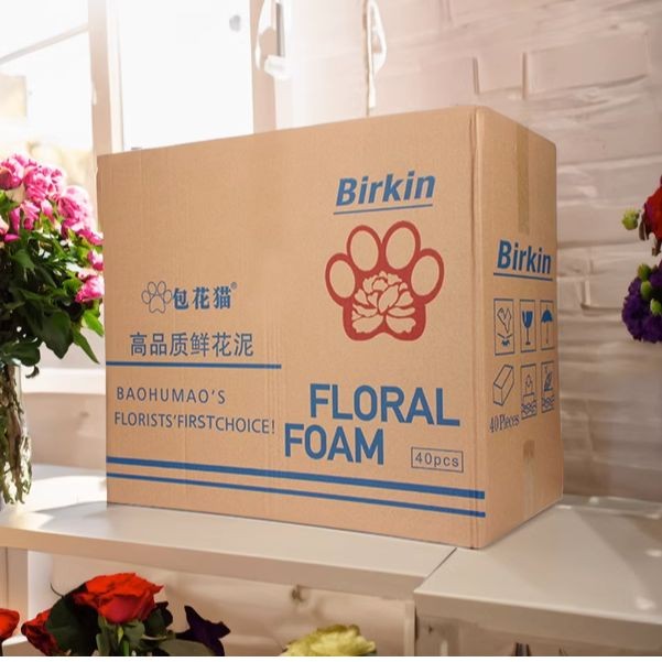 包花猫插花泥鲜花泥插花泡沫花束花艺大麦假花插花泥板花束底座圆图片