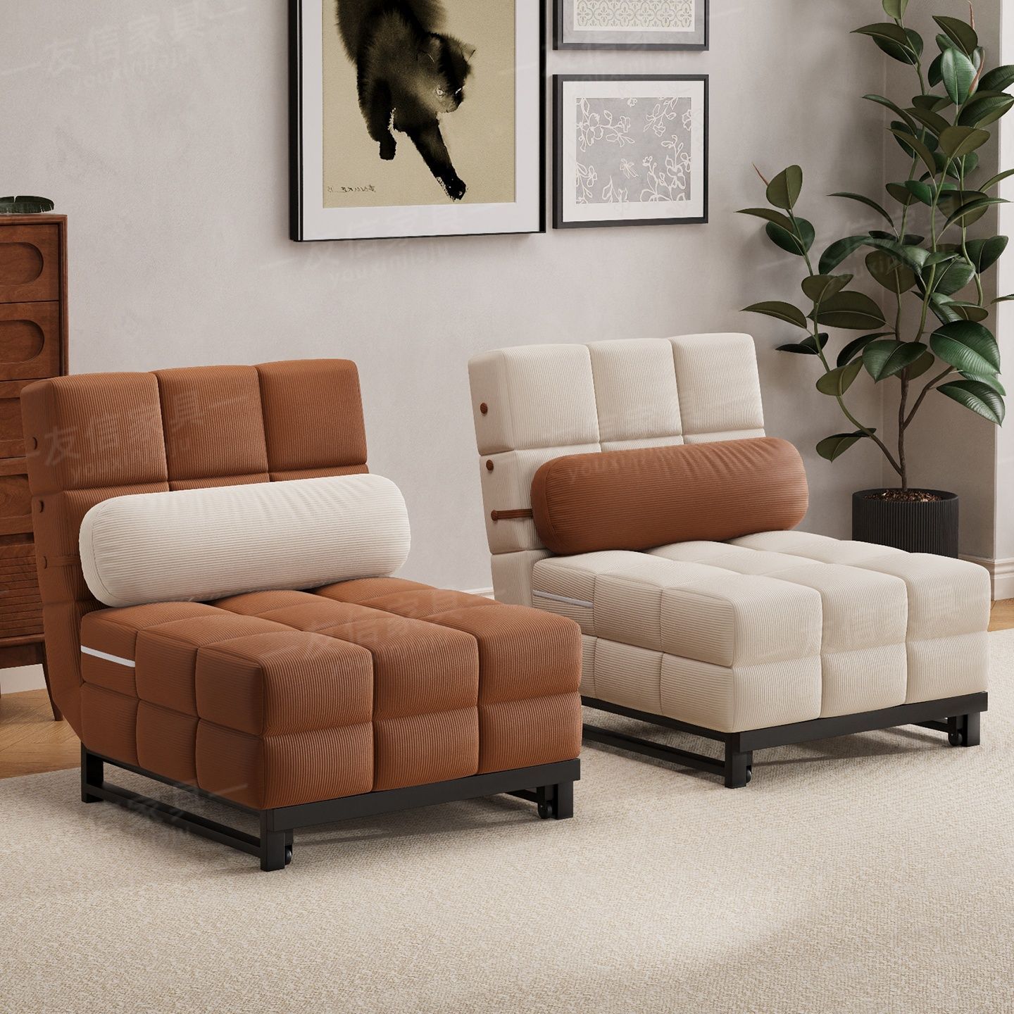 奶油折叠单人新款沙发床可折叠床两用小户型客厅复古伸缩2025新款