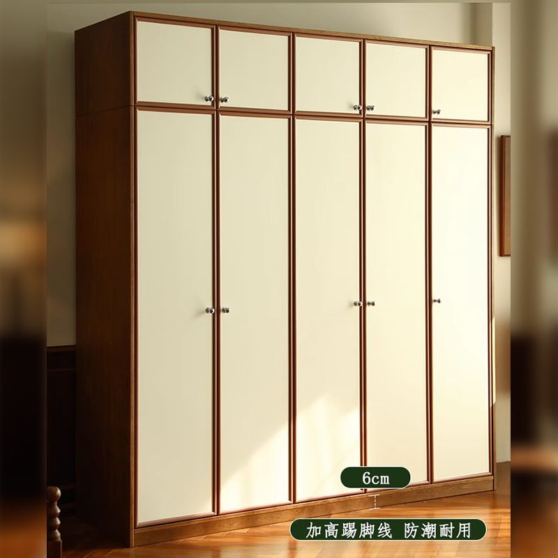 中古奶油风衣柜实木樱桃木衣橱定制法式复古风卧室家用收纳储物柜