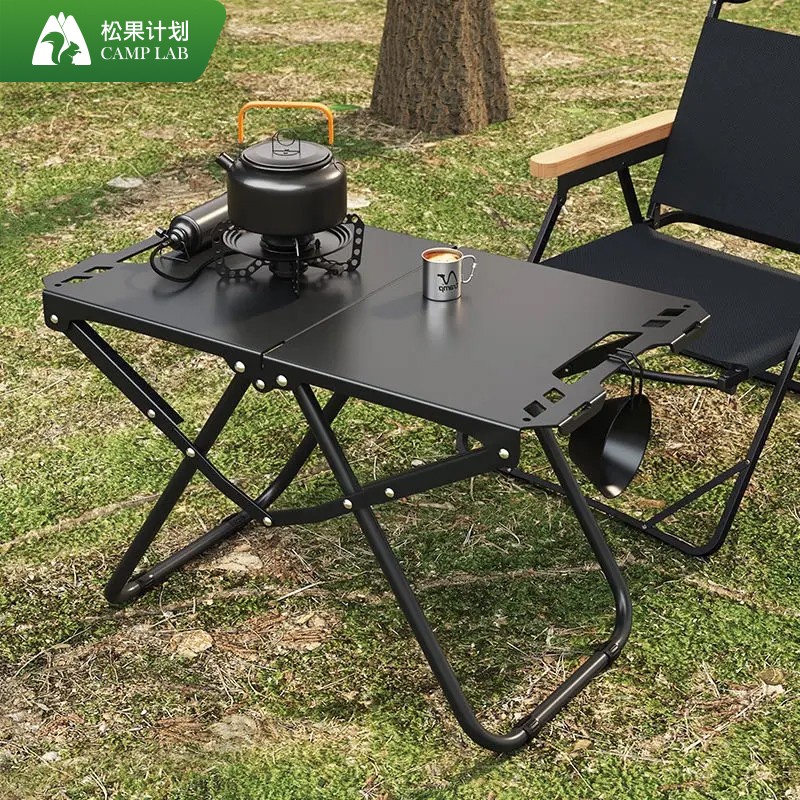 户外露营战术桌便携速开轻量化对折折叠桌IGT多功能碳钢烧烤桌子