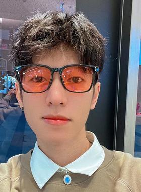 韩版透明红色眼镜男显脸小潮牌太阳镜复古时尚网红街拍个性墨镜女