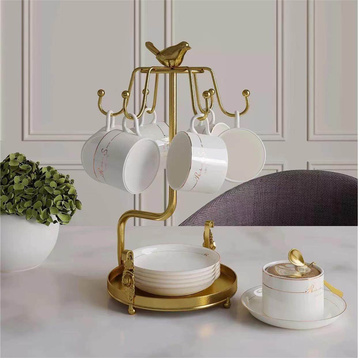 酒杯放置架家用金属杯架客厅铁艺挂架套装创意复古摆件欧式咖啡杯