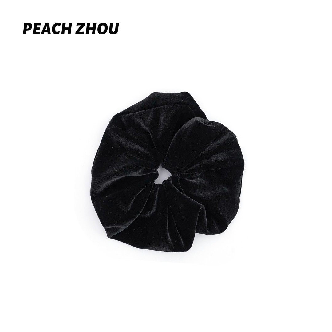 『PEACHZHOU』黑丝绒大肠发圈法式复古高级感气质甜美优雅头绳发