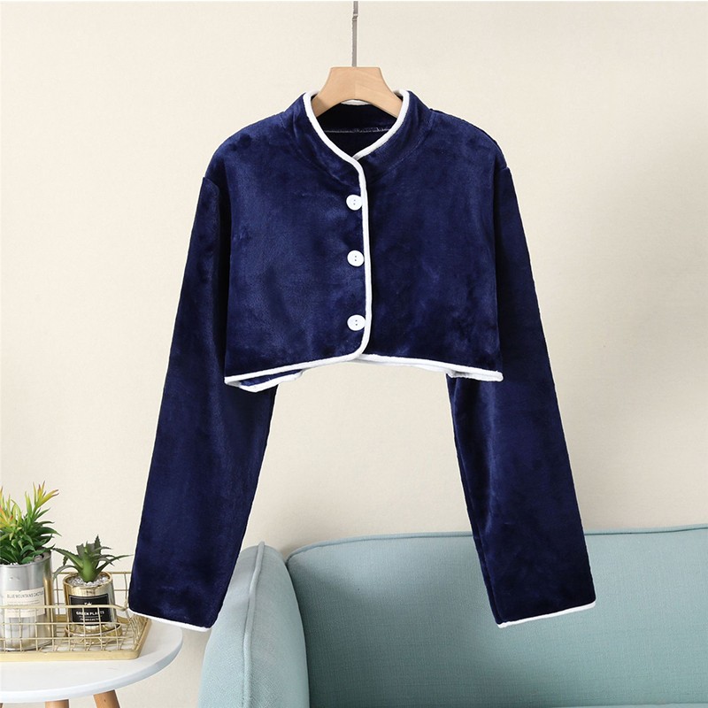 中老年保暖披肩马甲法兰绒加绒男士女士坎肩睡觉肩膀防寒肩周颈椎