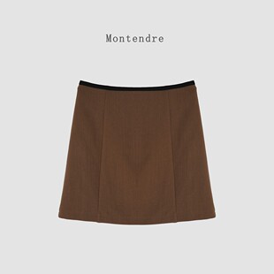 【MonTendre】春夏新款 R 时尚休闲风高腰短裙简约拼色百搭半身裙