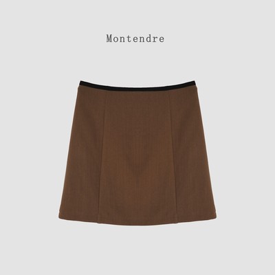 【MonTendre】春夏新款 R 时尚休闲风高腰短裙简约拼色百搭半身裙