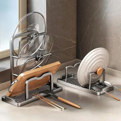 厨房锅盖架锅铲托置物架菜板多功能家用台面多层坐式砧板放置架子