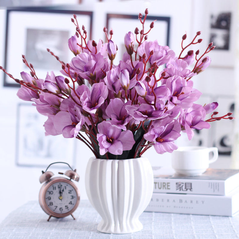 仿真花2025热卖餐桌假花欧式装饰 茶几仿真玉兰花室内摆花摆件客