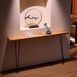 北欧玄关简约实木铁艺条案长条几铁艺入户超窄靠墙走廊桌子窄边柜