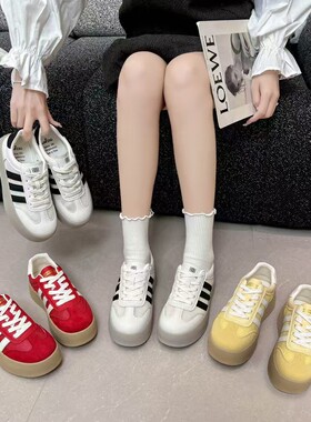 真皮透网德训鞋板鞋女款夏季新款百搭休闲板鞋单鞋女D3327