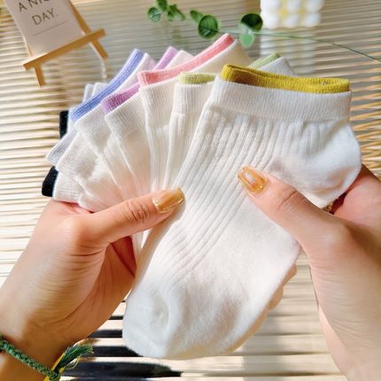 【十双】白色拼接袜子搭配小白鞋女短袜春秋夏款ins百搭低帮纯薄